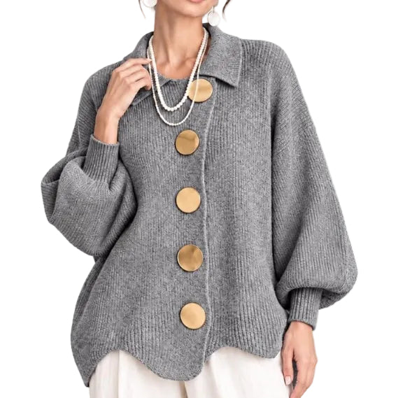 Stefania | Oversized Knit Cardigan with Gold-Tone Buttons