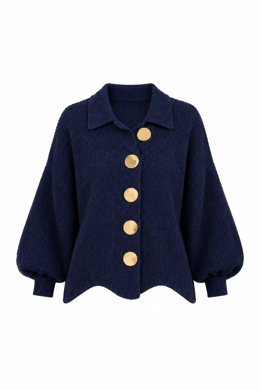 Stefania | Oversized Knit Cardigan with Gold-Tone Buttons