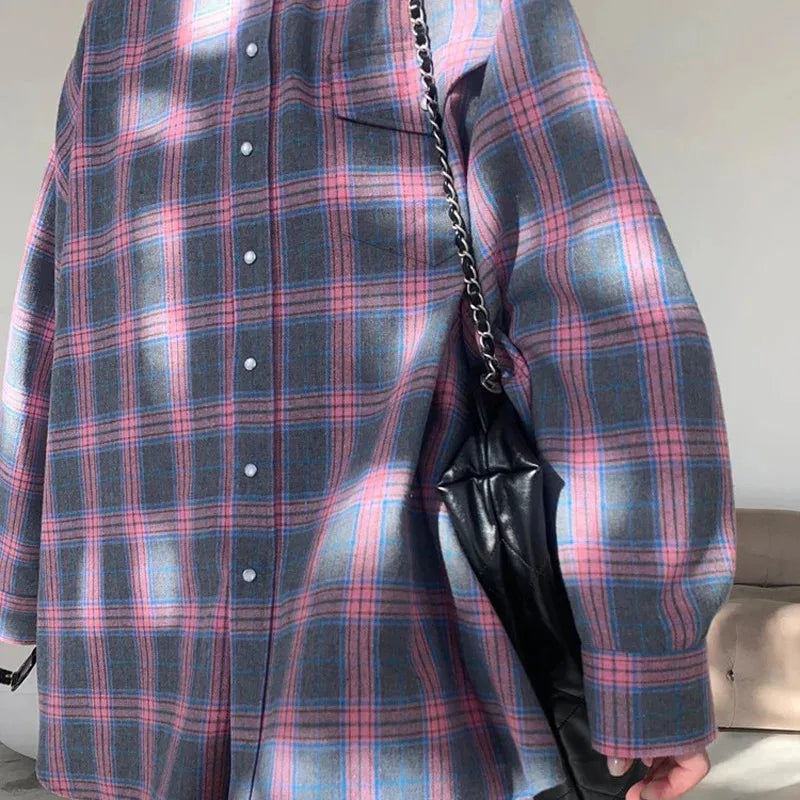 Nell | Oversized Plaid Button-Down Shirt