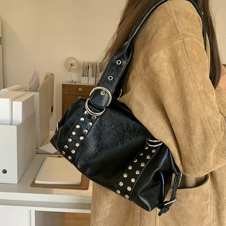 Scarlett | Studded PU Leather Shoulder Bag