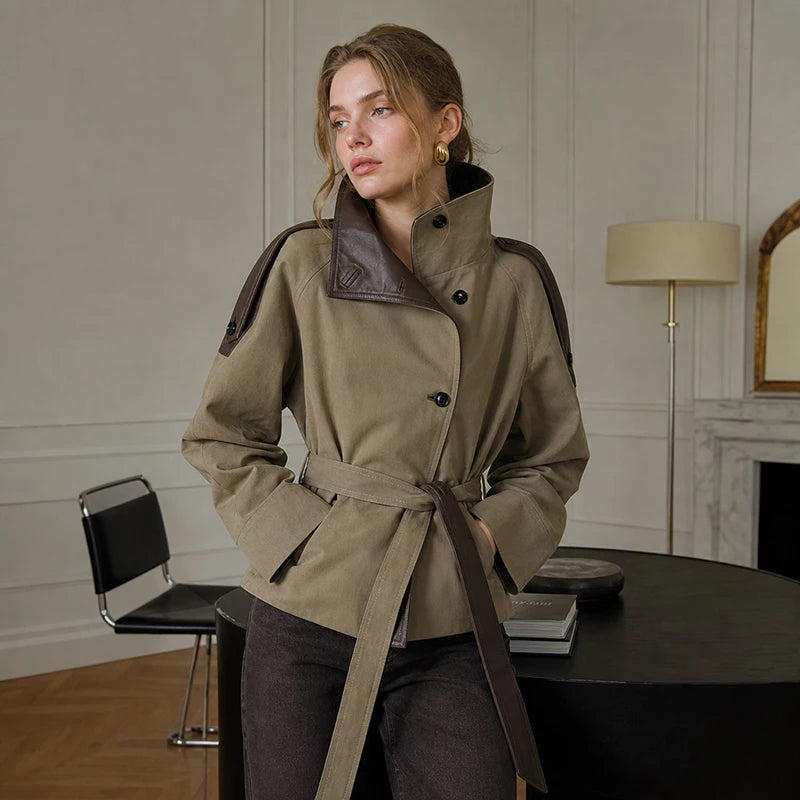 Cassandra | Epaulette Belted Leather Jacket
