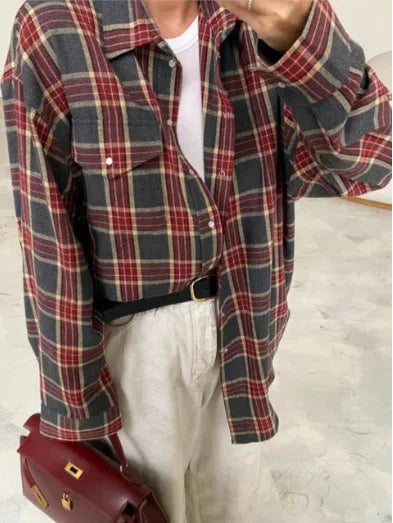 Nell | Oversized Plaid Button-Down Shirt