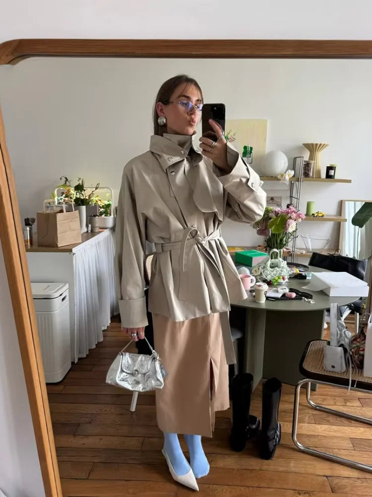 Leonora | Stand Collar Belted Trench