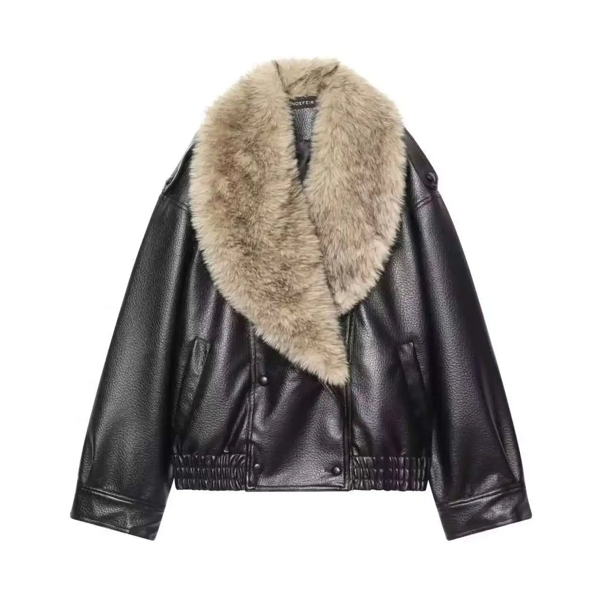 Verity | Fur Collar Faux Leather Coat