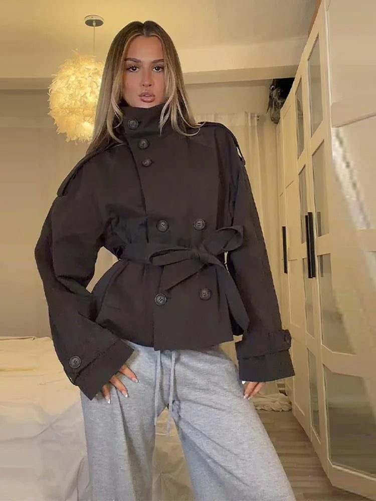 Miriam | Stand Collar Lace-Up Trench