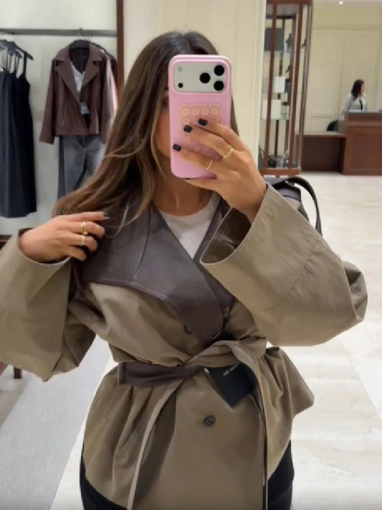 Cassandra | Epaulette Belted Leather Jacket