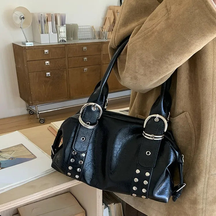 Scarlett | Studded PU Leather Shoulder Bag