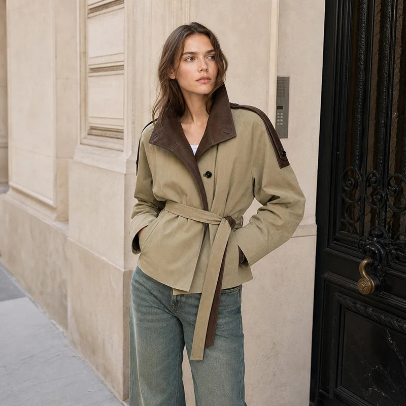 Cassandra | Epaulette Belted Leather Jacket