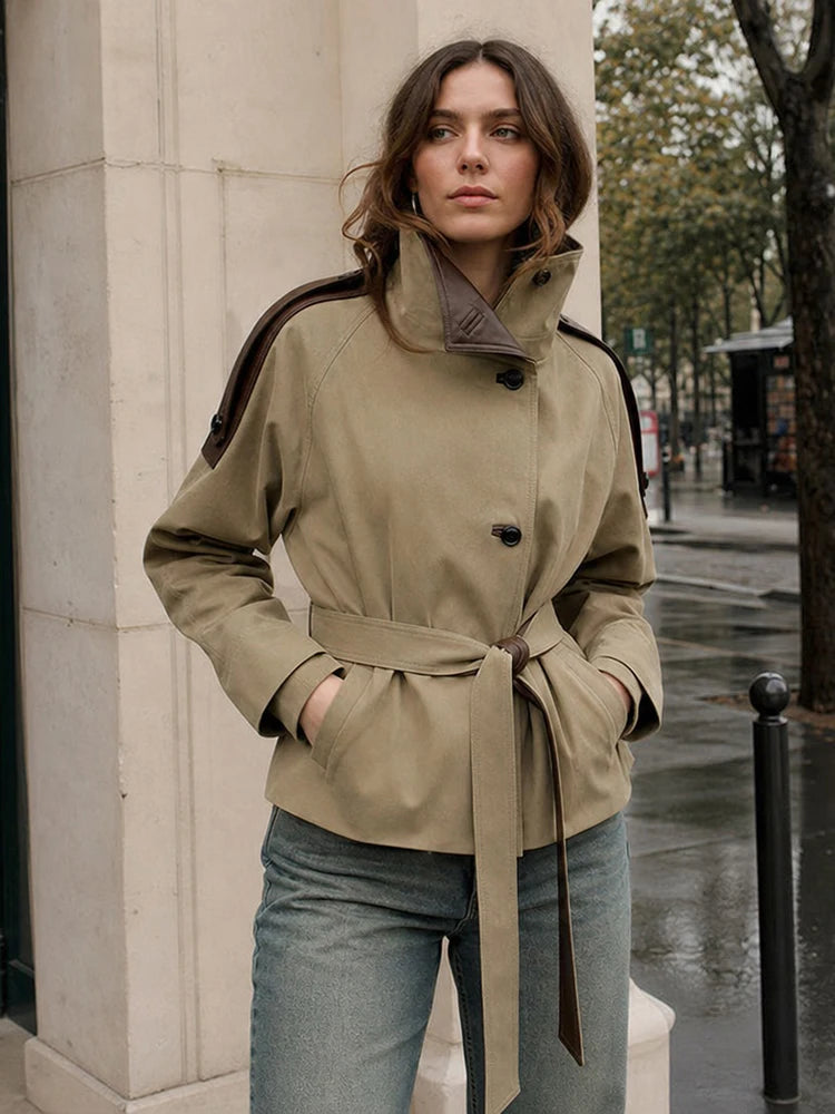 Cassandra | Epaulette Belted Leather Jacket