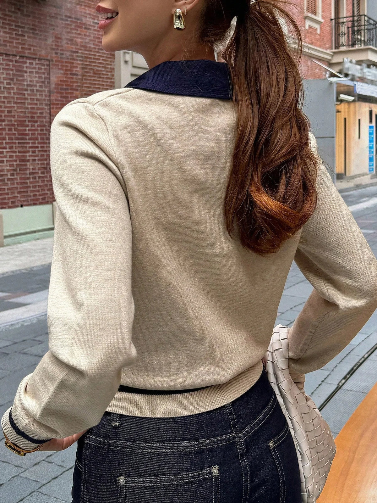 Saoirse | Colour Block Polo Neck Knit