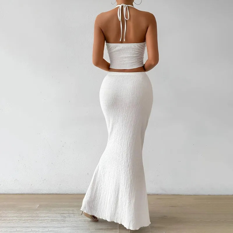 Ivy | Lace-Up Vest & Maxi Skirt Set