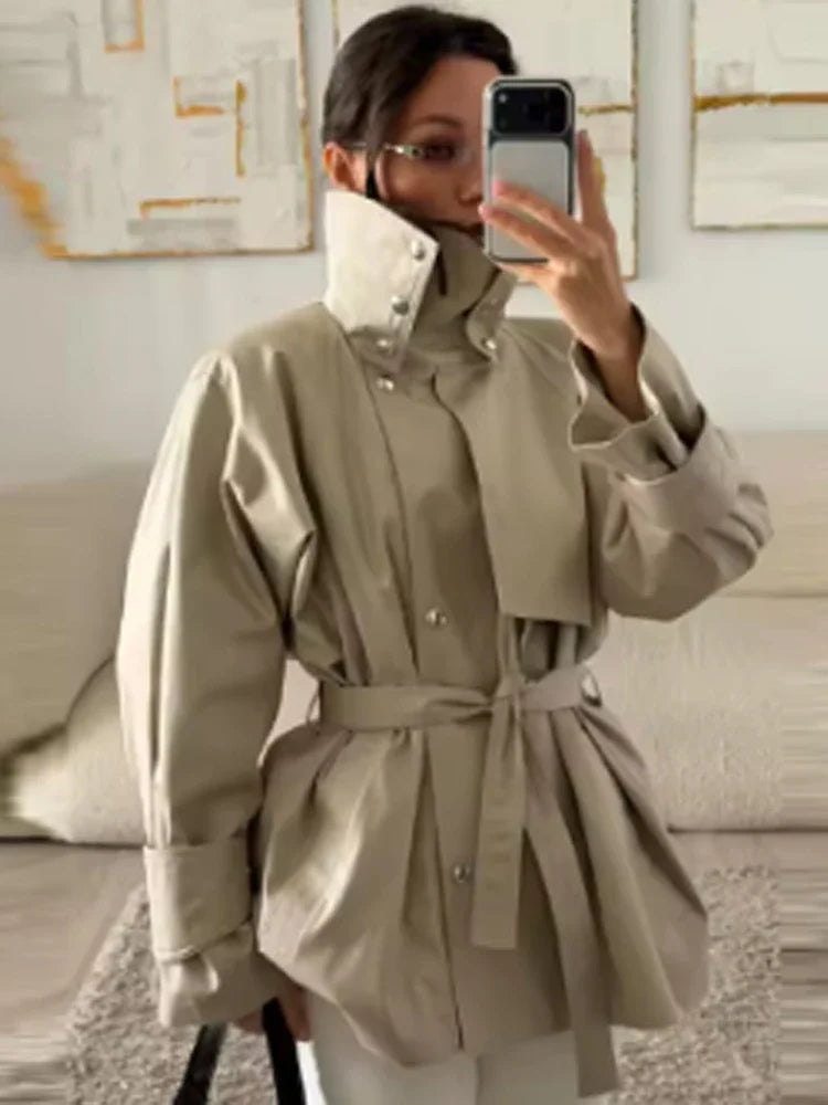 Leonora | Stand Collar Belted Trench