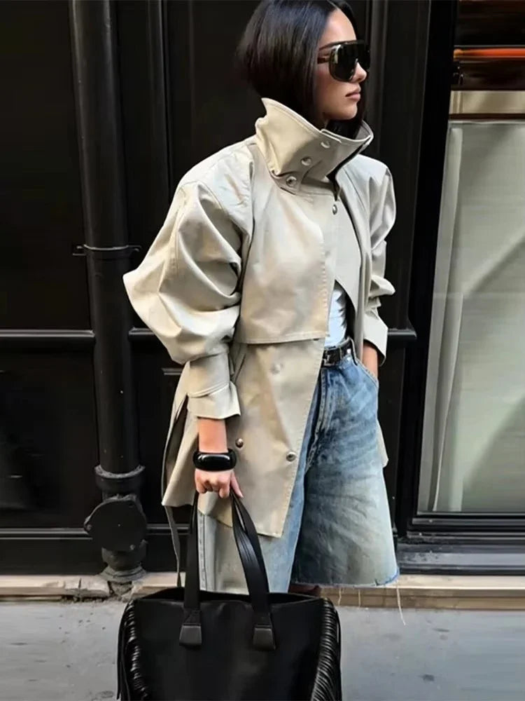 Leonora | Stand Collar Belted Trench
