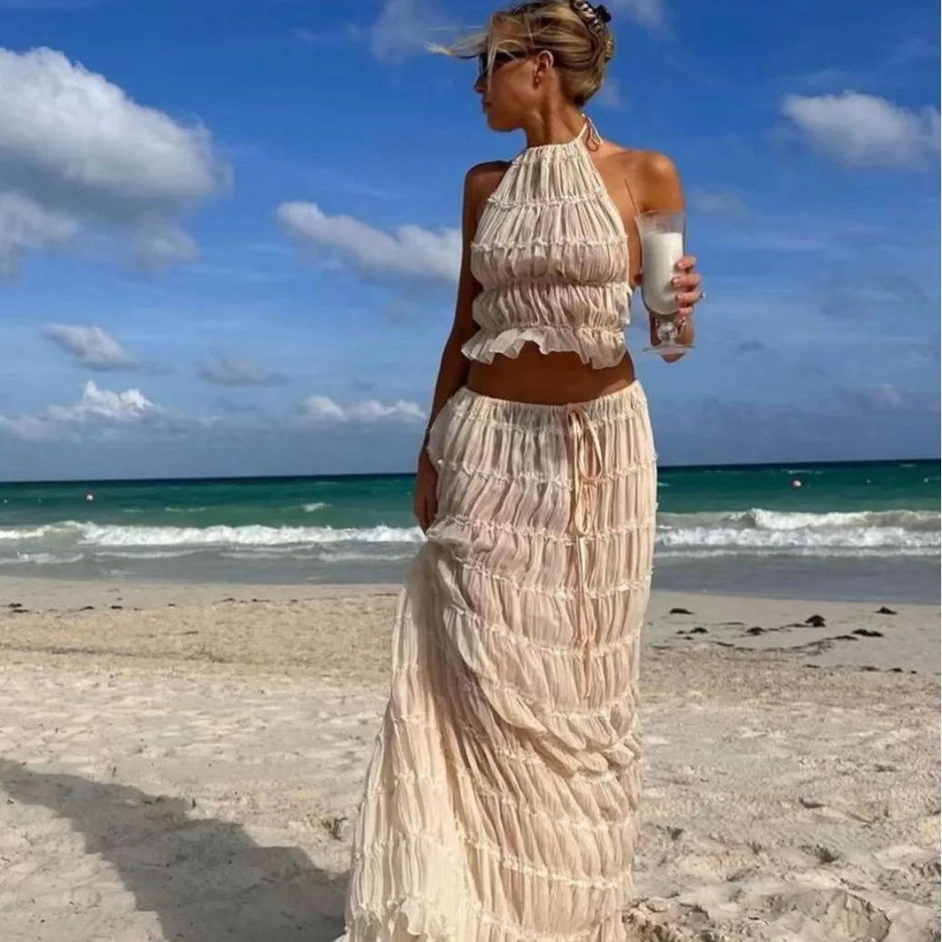 Calista | Halter Sling Top & Maxi Skirt Set