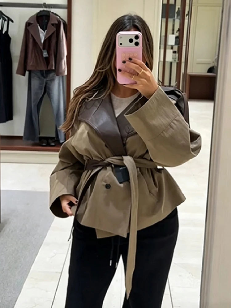Cassandra | Epaulette Belted Leather Jacket
