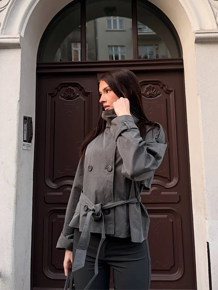 Miriam | Stand Collar Lace-Up Trench