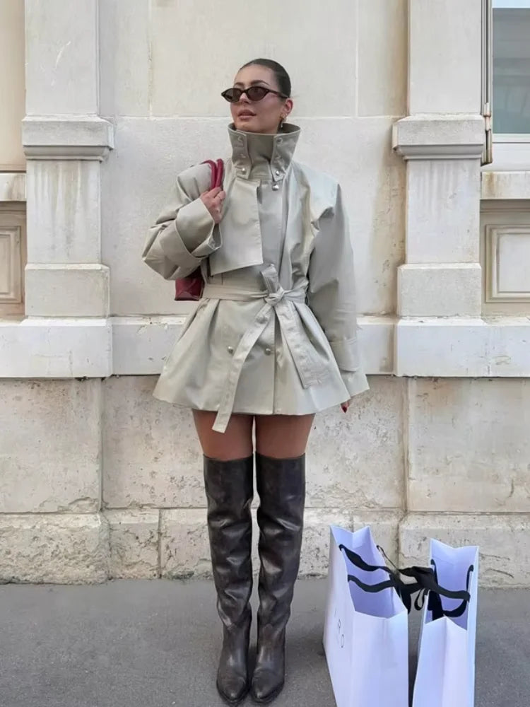 Leonora | Stand Collar Belted Trench