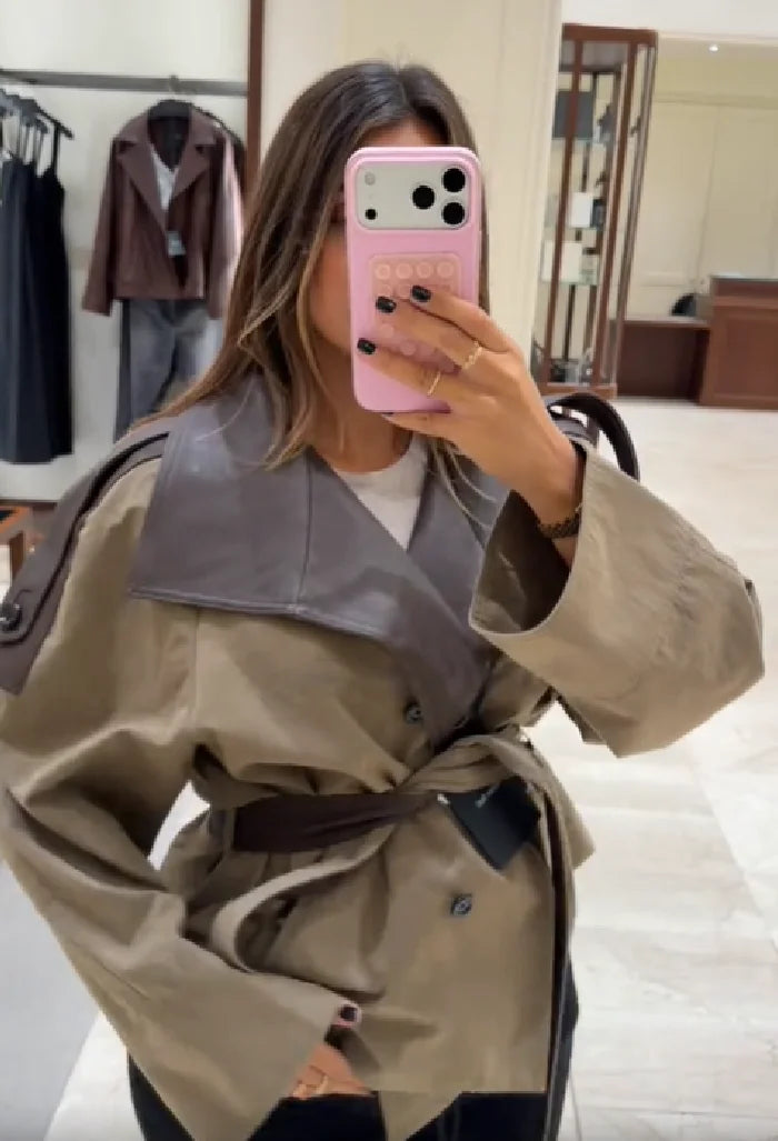 Cassandra | Epaulette Belted Leather Jacket