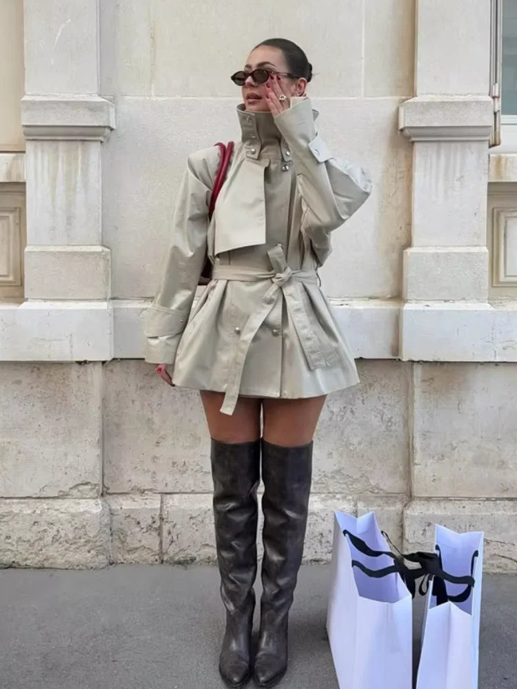 Leonora | Stand Collar Belted Trench