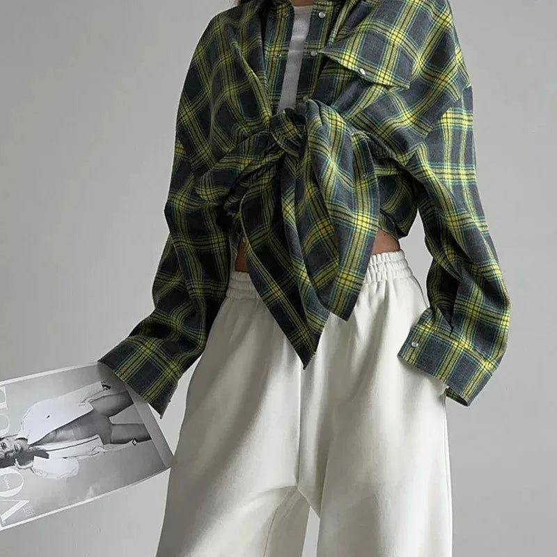 Nell | Oversized Plaid Button-Down Shirt