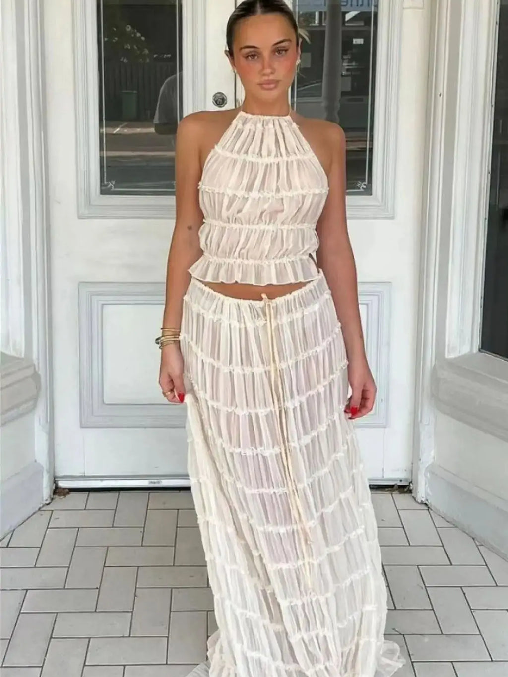 Calista | Halter Sling Top & Maxi Skirt Set