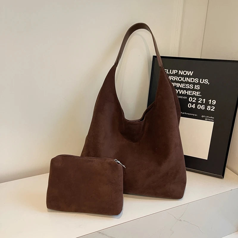 Camille | Suede 2-in-1 Shoulder Tote