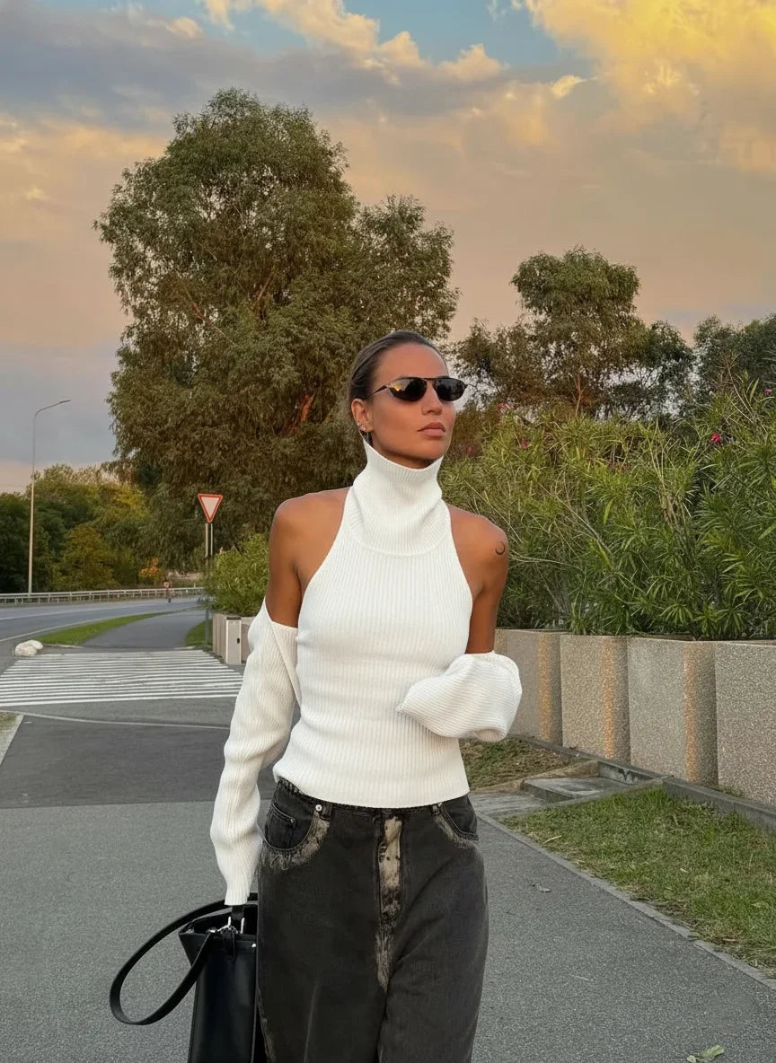 Odette | Backless Knit Vest Cape