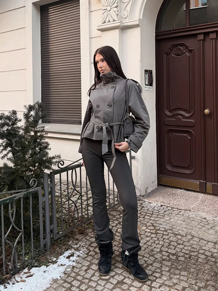 Miriam | Stand Collar Lace-Up Trench