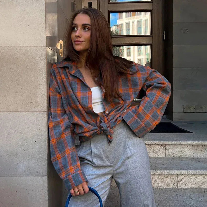 Nell | Oversized Plaid Button-Down Shirt