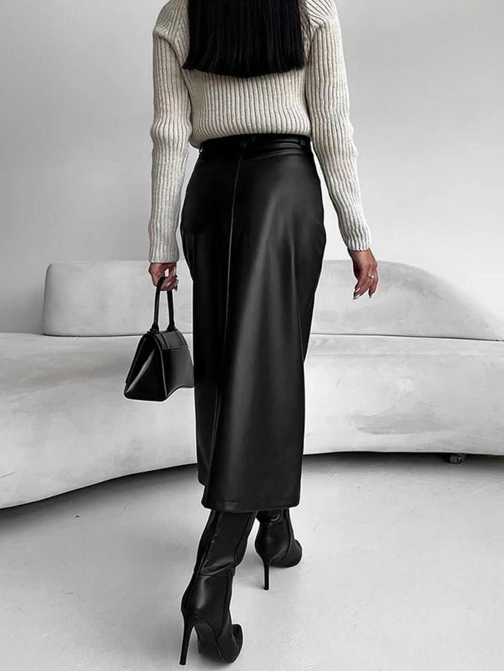 Olivia | Women'S High-Slit Elegant Midi Skirt