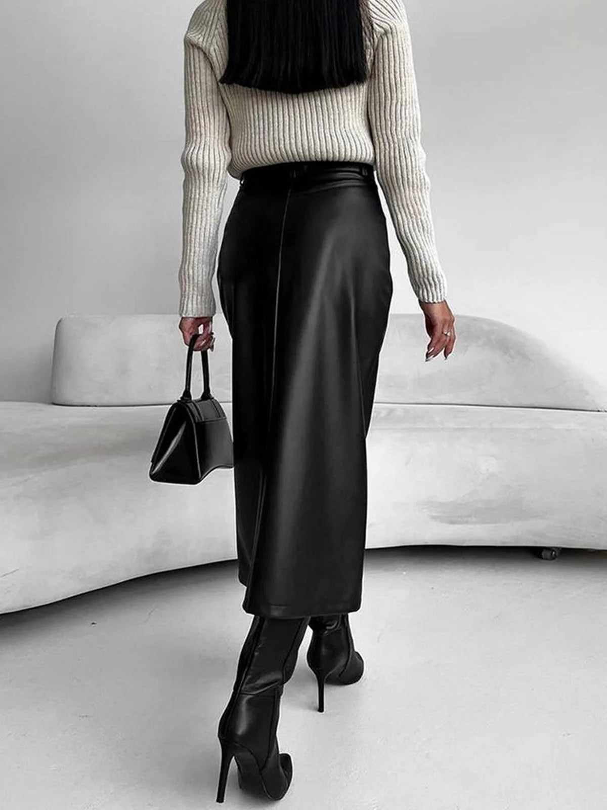 Olivia | Women'S High-Slit Elegant Midi Skirt